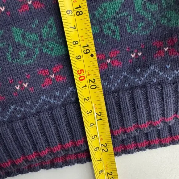 Vintage 90s Chelsea Gardens Floral Sweater Blue Lg Cottage Garden Granny USA - Picture 7 of 7